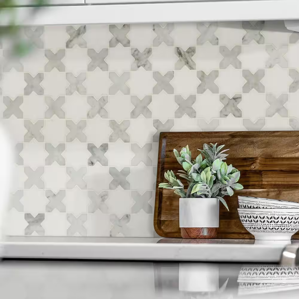 Vera Anne 12x12 Polished Marble Mesh-Mounted Mosaic Floor and Wall Tile, SMOT-VERAN-POL10MM, 9.7sf, 10 pcs, 49 lbs, FINAL PRICE: $11.99/pc, $119.90/box + Tax