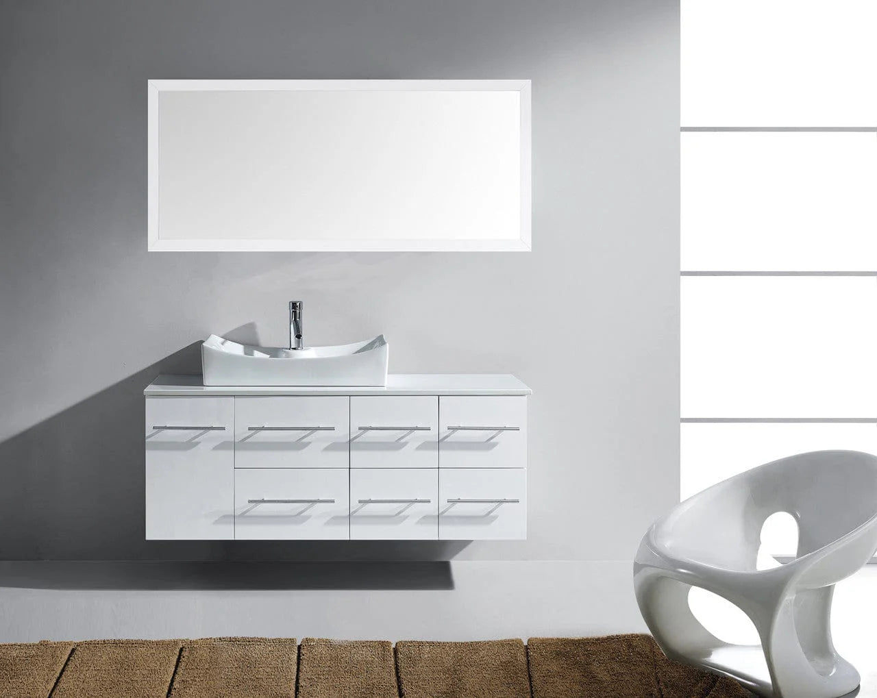 Ceanna 55 Single Bathroom Virtu Vanity Set in White, MS-430-S-WH