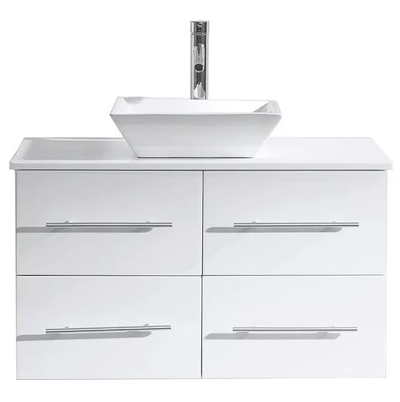 Marsala 35" Bathroom Vanity in White with Custom Countertop and Vessel Sink, MS-565-CUSTOM-WH