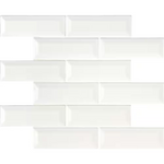 **PER PIECE** Whisper White Beveled Subway Mosaic 2x6 Premier Decor (10 Pcs/Box) PT-WW-2X6B