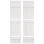 TRIBUILT 14 in. W x 59 in. H Vinyl Exterior Joined Board and Batten Shutters Pair in White