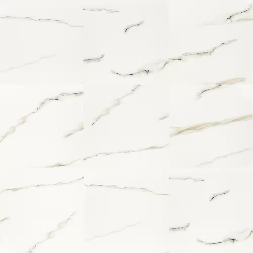 White Calacatta Bianco 24x24 Polished Porcelain Marble Look Floor and Wall Tile, 9.39mm, 4pcs, 70 lbs, 16sf, Retail: $1.96/sf, FINAL PRICE: $0.99/sf, $15.84 + Tax