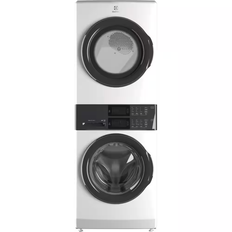 ElectroLux 4.4 cu. ft. Stacked Washer and 8.0 cu. ft. Electric Dryer Laundry Tower in White with LuxCare Wash, Energy Star ELTE7300AW [FB133] MSRP: $2,349.00 FINAL PRICE: $1,099.99+ TAX