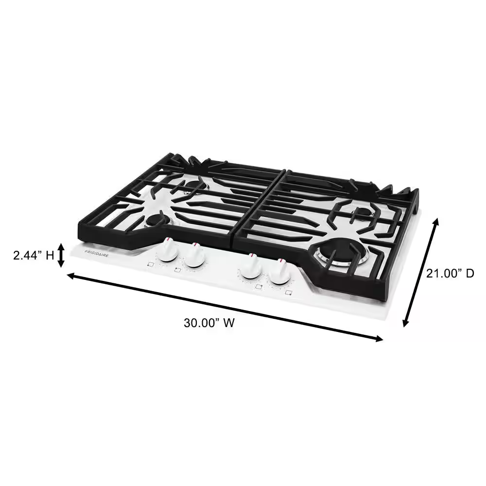 Frigidaire 30-in 4 burners White Gas Cooktop, FCCG3027AW *JR2510, Retail: $949.00, FINAL PRICE: $479.99 + TAX