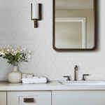 **PER PCS** White 2 in. Hexagon 10.6 x 11 Matte Porcelain Mesh-Mounted Mosaic, NHDWHI2X2HEXC, 6.35mm, 16pcs, 29.28 lbs, 12.96sf, Retail: $3.61/pc, FINAL PRICE: $1.99/pc + Tax