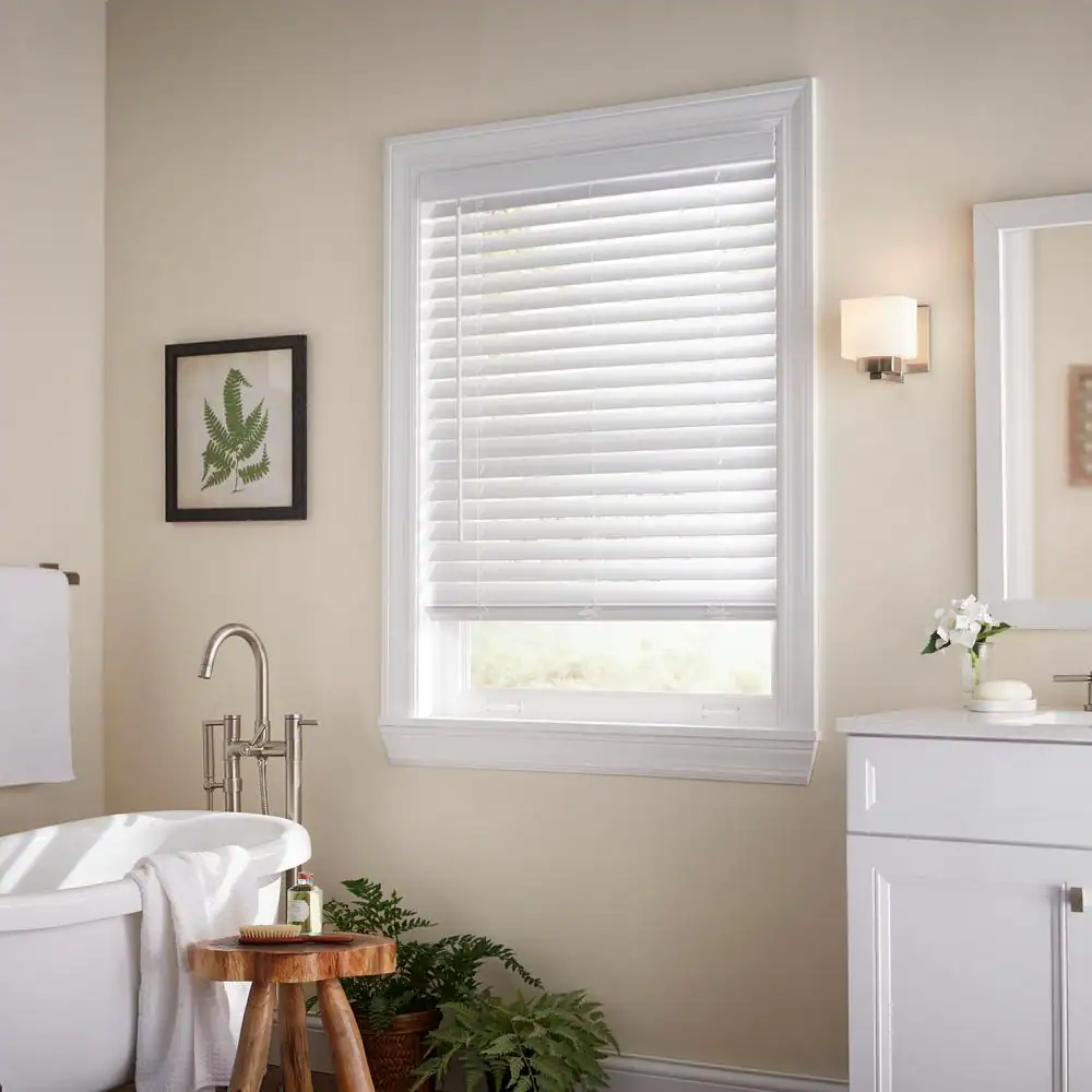 30x64 White 2in Faux Wood Cordless Blinds Light Control Room Darkening - Home Decorators, 1006793117
