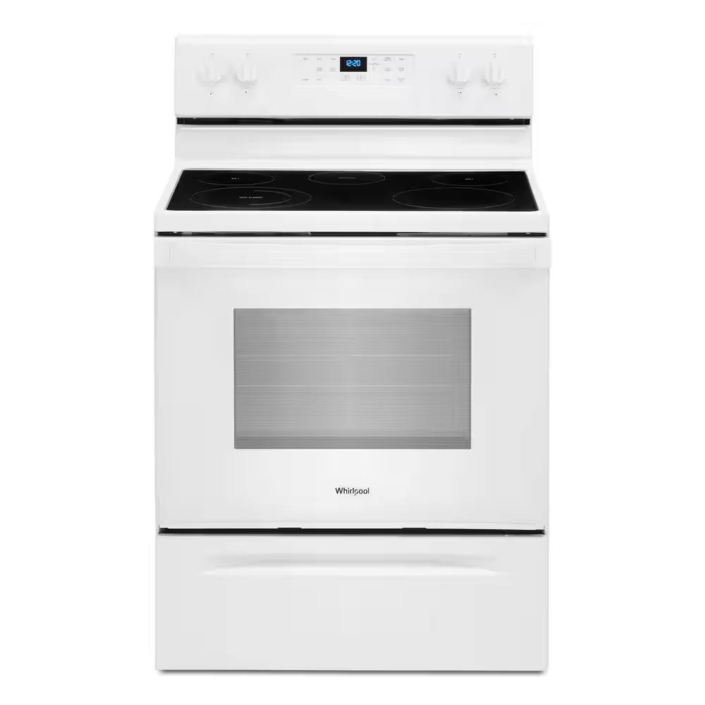 Whirlpool 30-in Glass Top 5 Elements 5.3-cu ft Self-Cleaning Freestanding Electric Range (White), WFE525S0HW/1 *JR2507, Retail: $943.99, FINAL PRICE: $599.99 + TAX