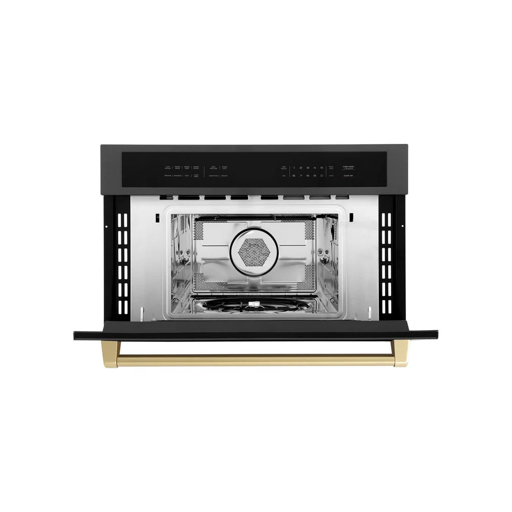 ZLINE KITCHEN & BATH Autograph Edition 1.6-cu ft 1000-Watt 29.75-in Built-In Microwave with Sensor Cooking Controls (Black Stainless Steel with Champagne Bronze Handle), MWOZ-30-BS-CB *HD2507, Retail: $1,999.95, FINAL PRICE: $1,199.99 + TAX