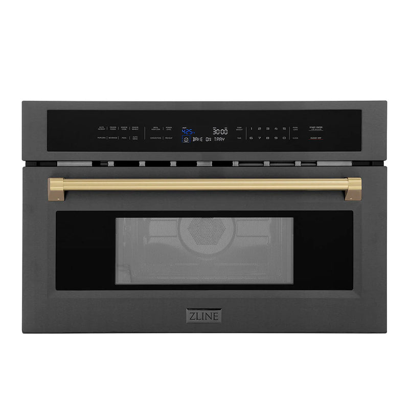 ZLINE KITCHEN & BATH Autograph Edition 1.6-cu ft 1000-Watt 29.75-in Built-In Microwave with Sensor Cooking Controls (Black Stainless Steel with Champagne Bronze Handle), MWOZ-30-BS-CB *HD2507, Retail: $1,999.95, FINAL PRICE: $1,199.99 + TAX