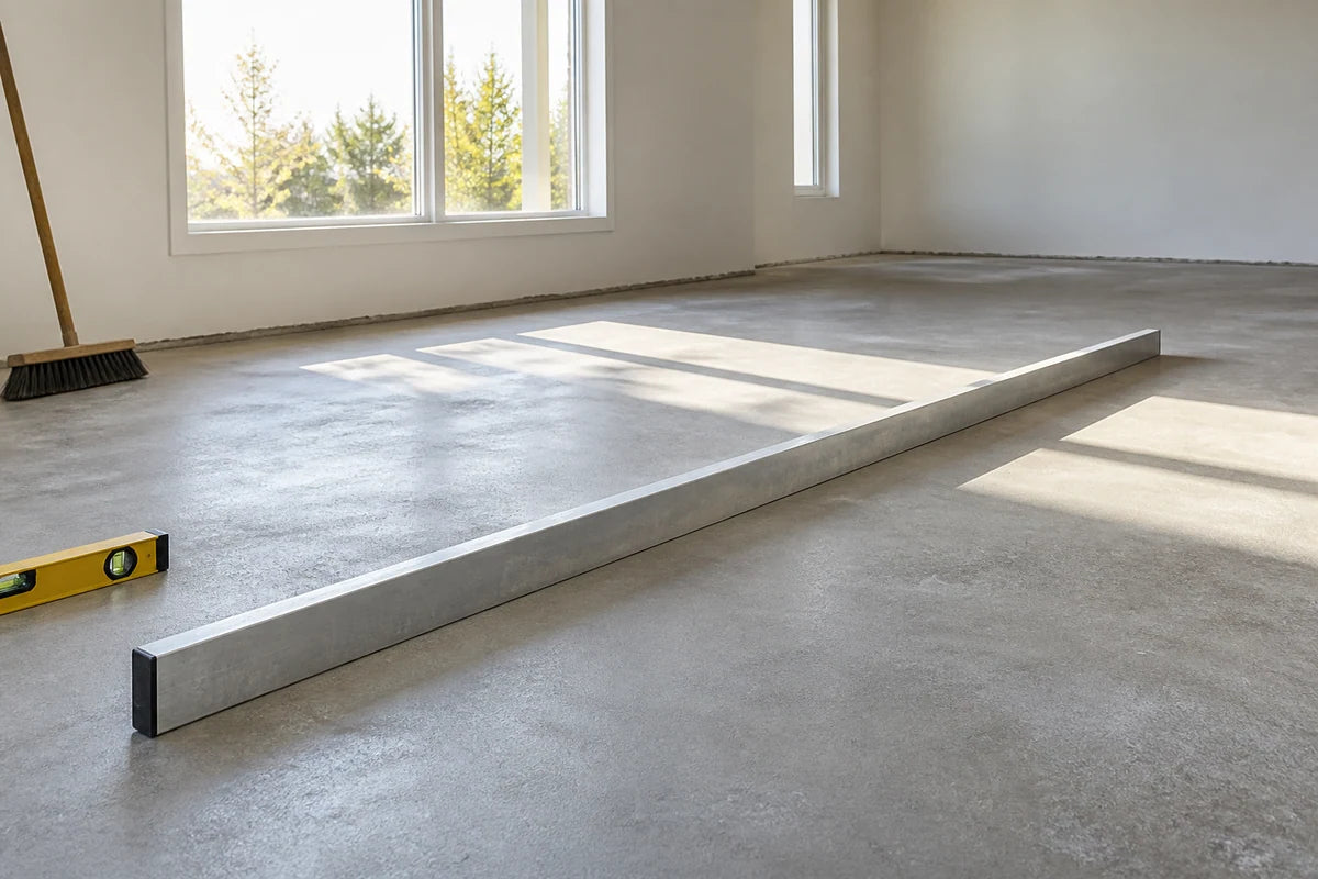 Straightedge checking a clean subfloor