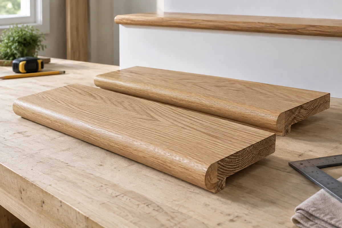 Oak stair tread and matching nosing samples